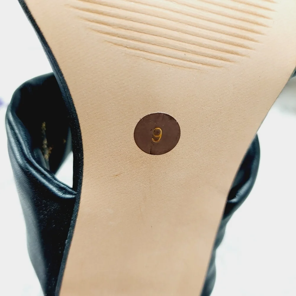 NEW Matisse Carmella Black Leather Slip On Block Heeled Sandals K276